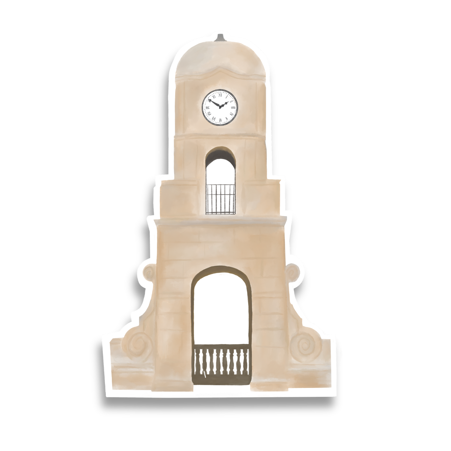 Palm Beach Clock Tower Watercolor Sticker