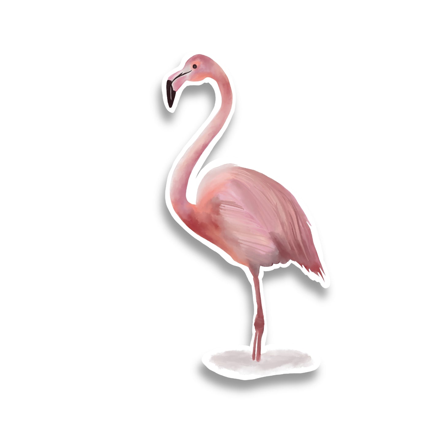Flo the Flamingo Watercolor Sticker
