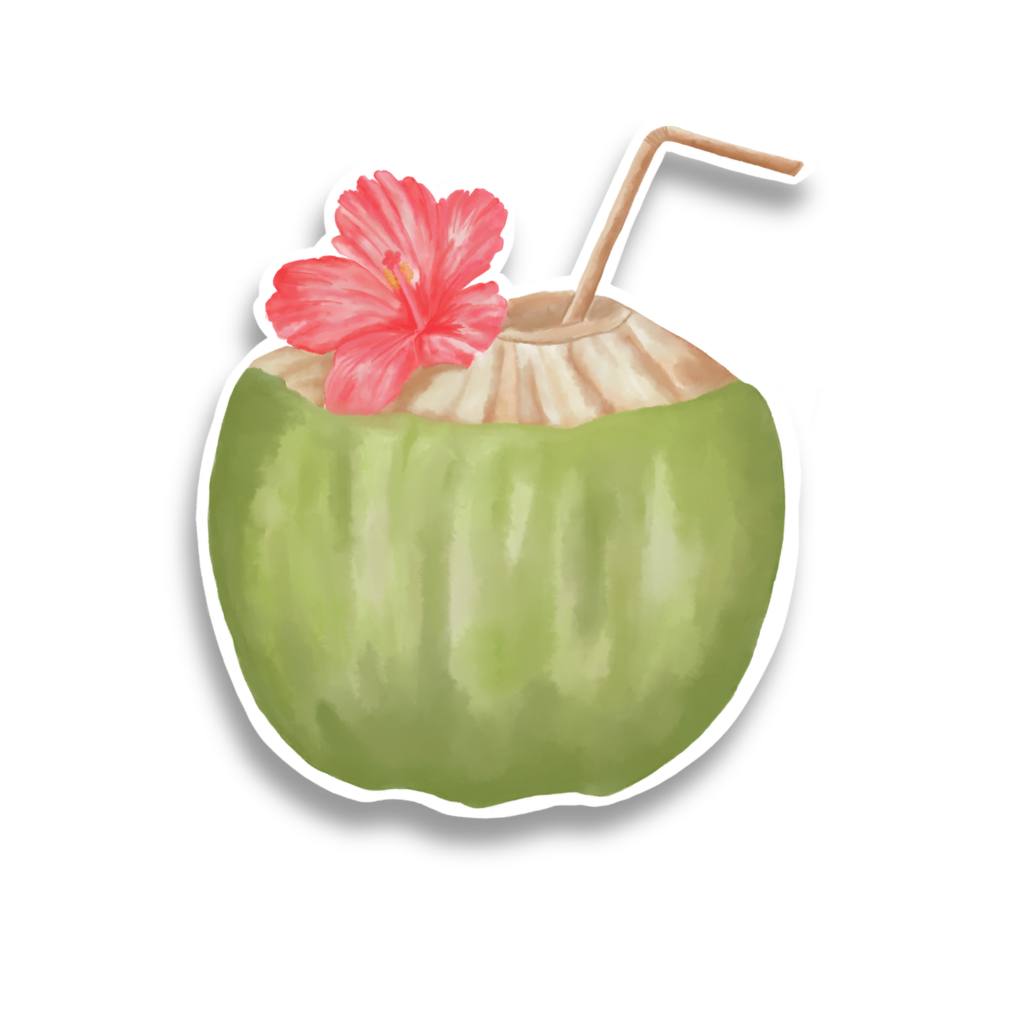 Coconut Drink Watercolor Sticker