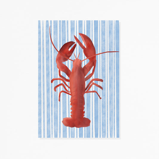 Lobster & Blue Stripe | Art Print